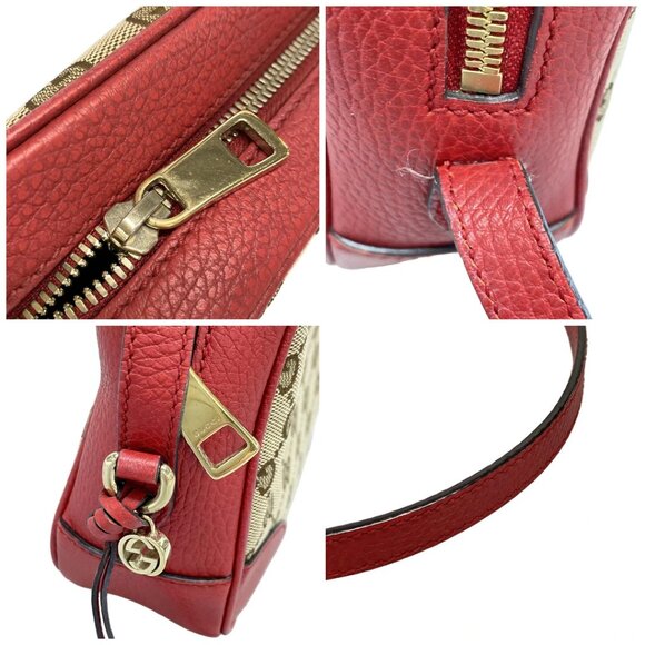 Auth GUCCI Bree/GG Beige Brown Red Jacquard Leather Shoulder Bag - Picture 10 of 14